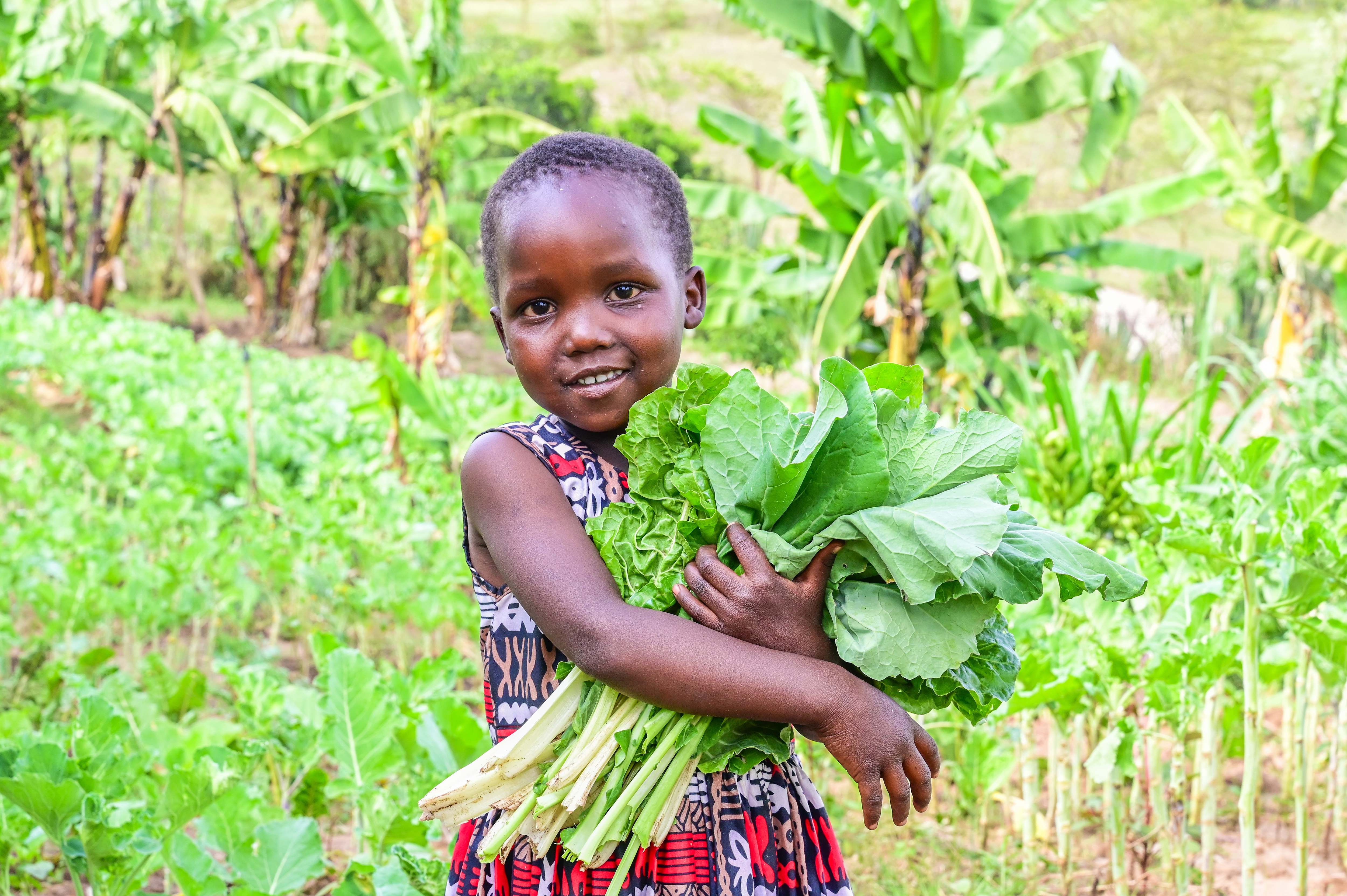 A child holding vegetables