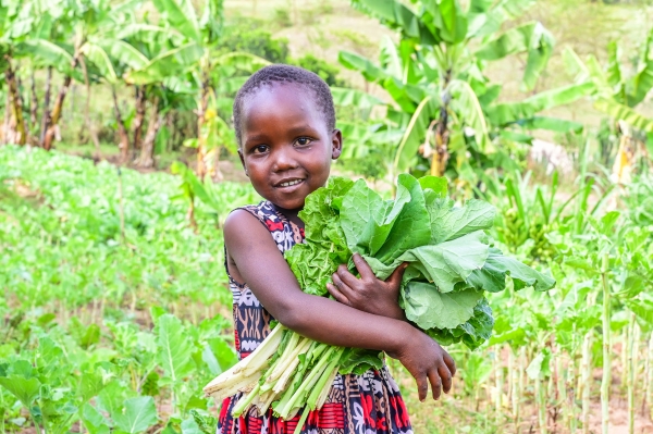 A child holding vegetables